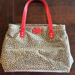 Leopard/red accents purse